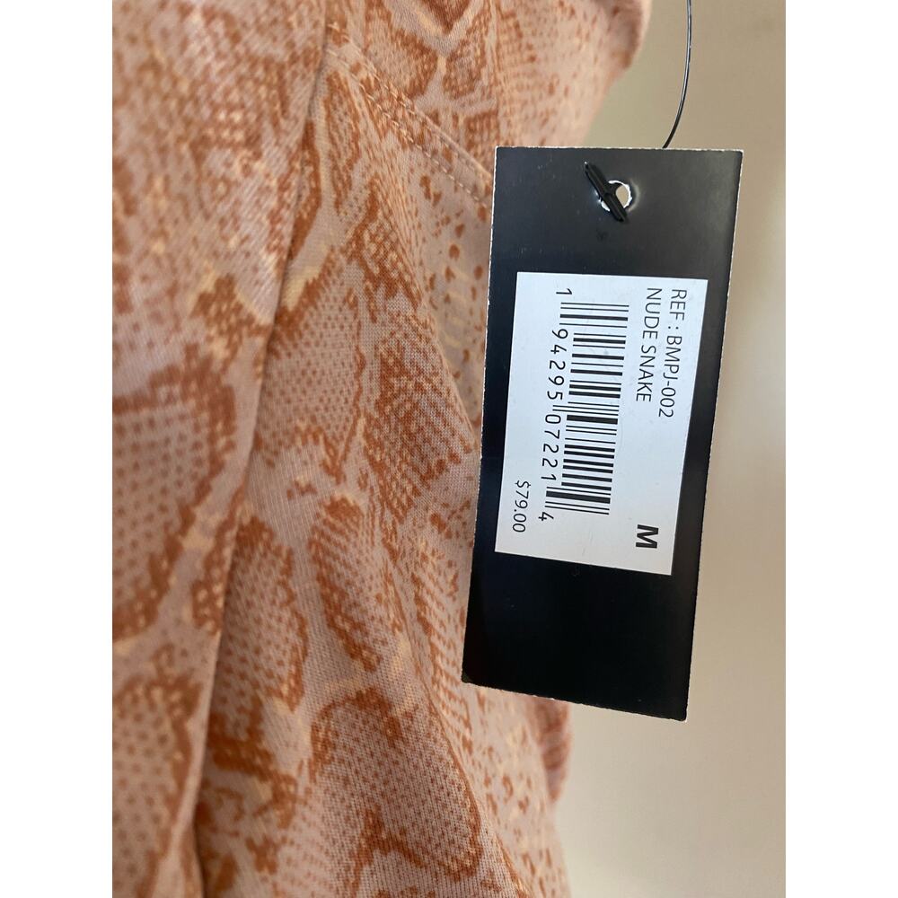 NWT Badgley Mischka Studio nude snakeskin print racerback cami tank top size M - Picture 3 of 5